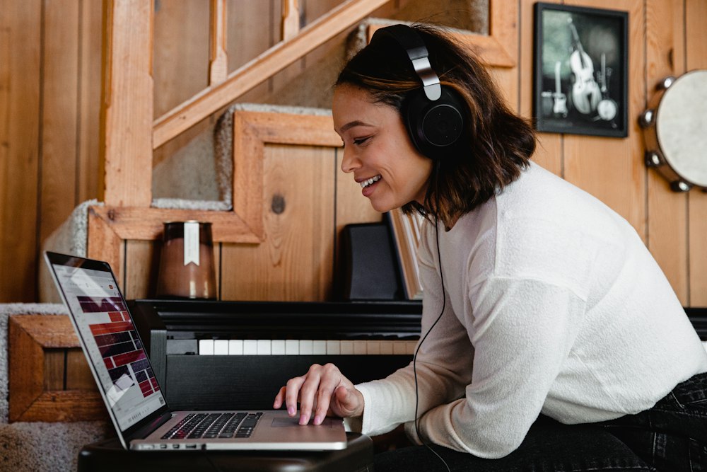 Someone listening with headphones